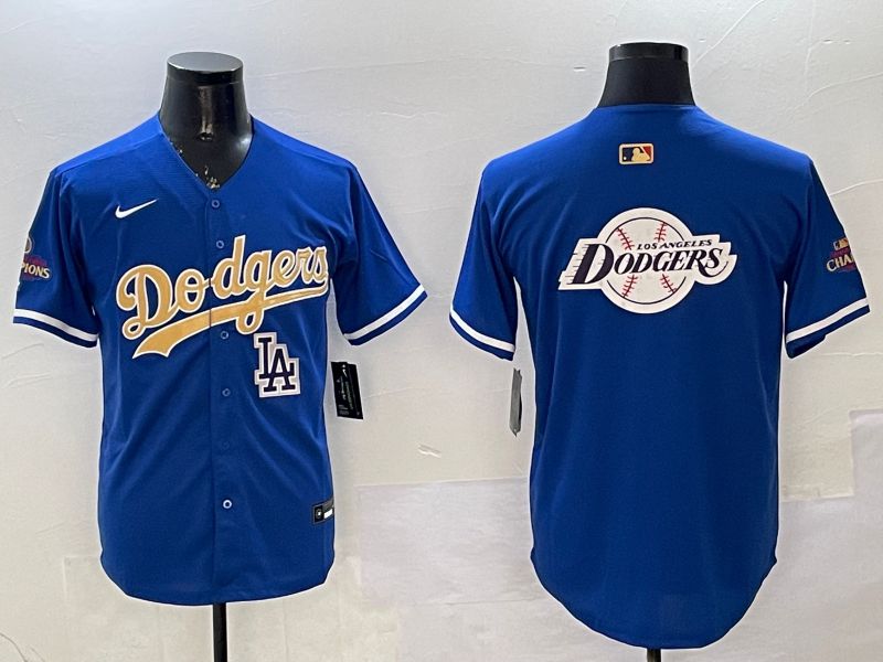 Men Los Angeles Dodgers Blank Blue Champion gold character 2025 Nike MLB Jersey style 30->los angeles dodgers->MLB Jersey